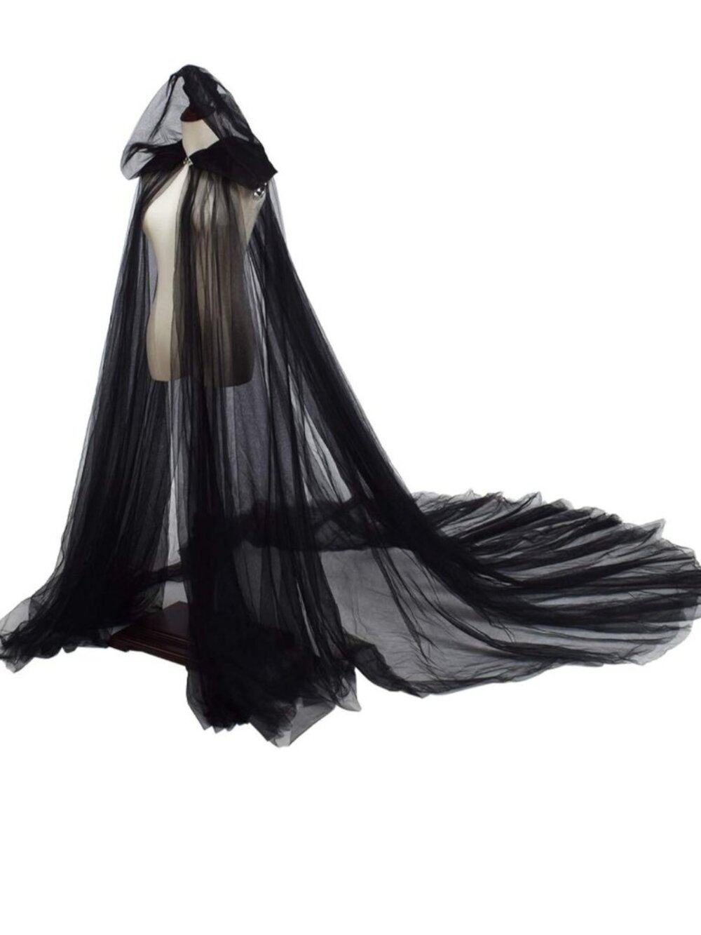 Black long cape with hood
